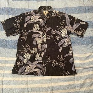 Black Hawaiian button down shirt